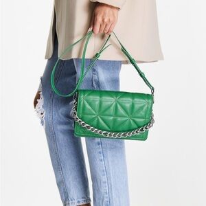 Topshop Cali Quilted Chain Faux Leather Crossbody Bag